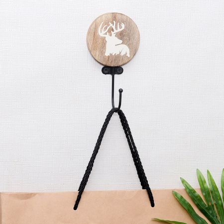 Raindeer Brown Wooden Kids Bagpack Hook 